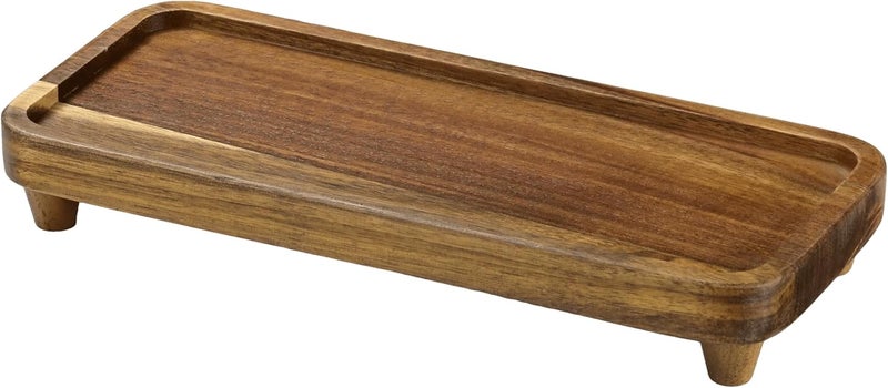 Janxin Bathroom Tray for Counter,Vanity Tray,Soap Dispenser Tray for Kitchen Sink, Kitchen and Home Decor (Acacia) - Image 1